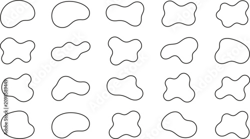 Organic shape collection hand drawn blob outlines for graphic design and digital art projects