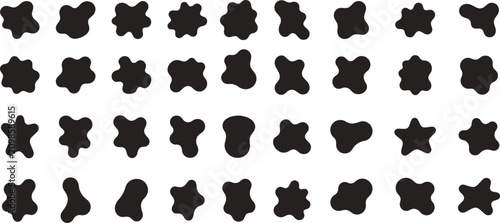 Variety of black abstract shapes organic forms for design elements and patterns
