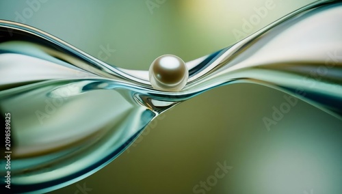 Elegant Pearl Resting on Curved Surface with Soft Focus Background
