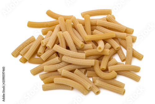 Sedanini pasta group isolated on white