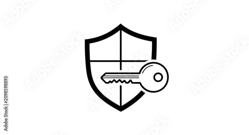 Εκτύπωση καμβά Shield with key icon security symbol.