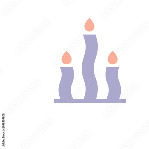 Three candles with flames