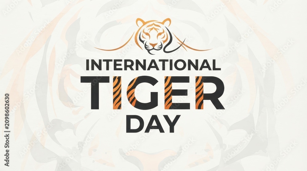Fototapeta premium International tiger day logo with tiger silhouette