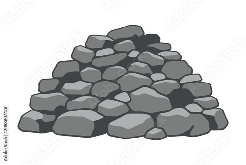 Obraz na płótnie A large pile of gray stones on a white background