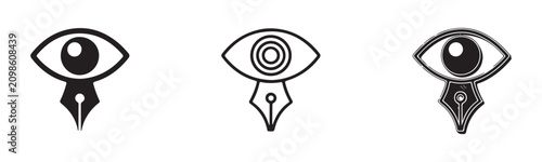 Photos Stylized eye icon merging with ink pen nib symbolizing creativity vision and writing concepts