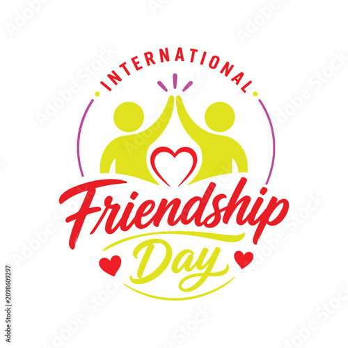 Friendship day vector illustration with stylized figures and heart shaped element friends companionship affection relationship