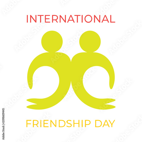 Friendship Day Pictogram Two Yellow Human Figures Forming A Heart Shape international people symbol icon