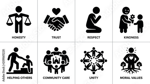 Photos Moral Values Icons and Social Virtues Illustrations