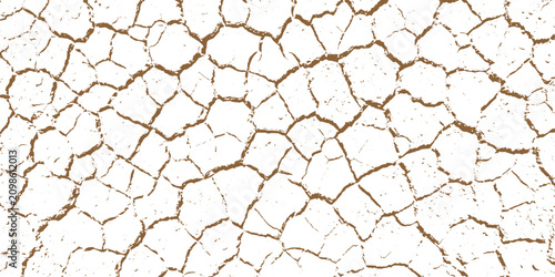 Foto Cracked dry earth texture isolated on white background.