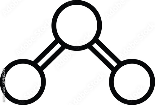 Konstfotografi Carbon dioxide molecule silhouette on a white background simple linear graphic