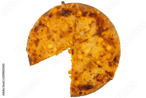 slice of bread with cheese on isolated background