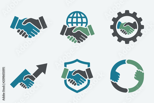 фотографія Business concept icons symbolizing partnership, growth and trust