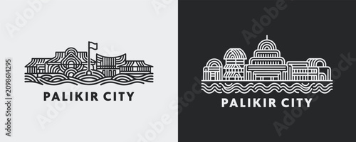 Tableau sur toile Palikir City Skyline Illustration Federated States Of Micronesia