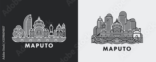 Canvastavla Maputo City Skyline Vector Graphic Mozambique Coastal Architecture
