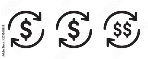 Canvastavla Circular currency movement icons with dollar signs depicting exchange rates and financial flows