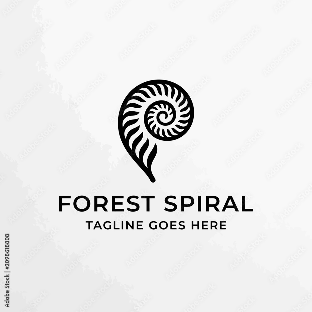 Naklejka premium Minimalist curly fern frond representing organic growth, health, and nature's geometry.