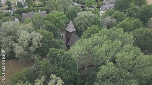 Knight-themed event at the very old vilage drone shot d-log
