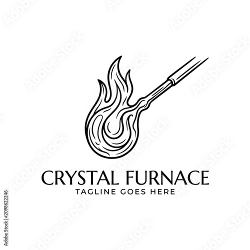 Принти на полотні Artisanal blowpipe and flame icon for glass studios and workshops