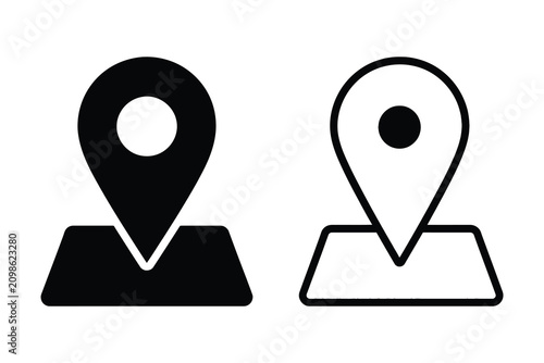 Location pin icon on a map, GPS pointer symbol for navigation and addresses