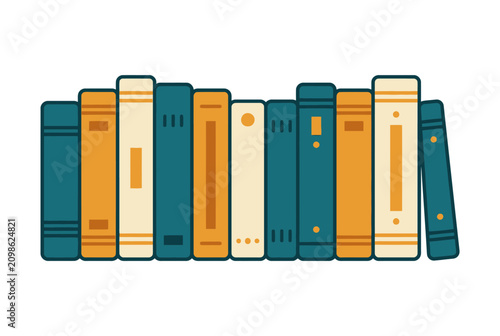 Foto A neat row of colorful vintage books on a shelf