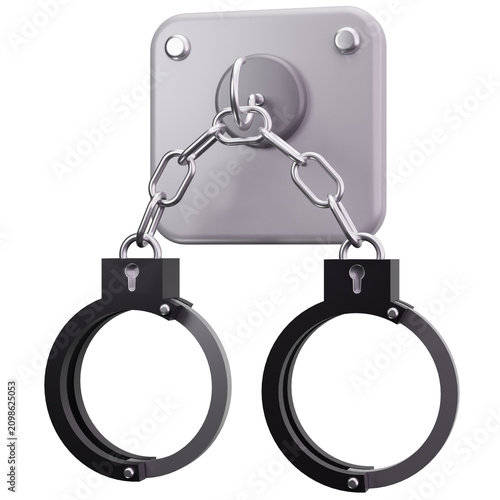 Fotografie Steel Security Handcuffs 3D Illustration