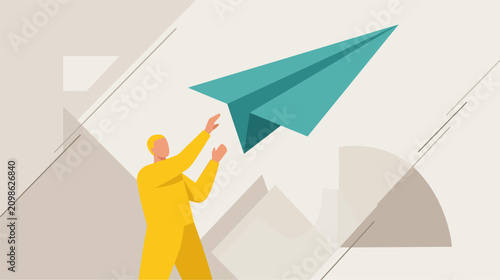 Abstract vector illustration of a rising upward trajectory line representing business growth, financial success, startup launch, and strategic goal achievement on white background.