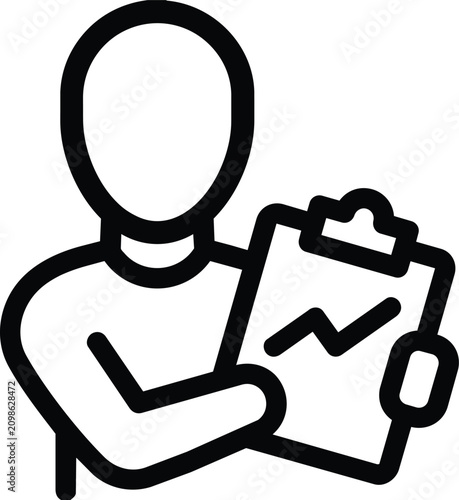 Business person holding clipboard with growth chart icon