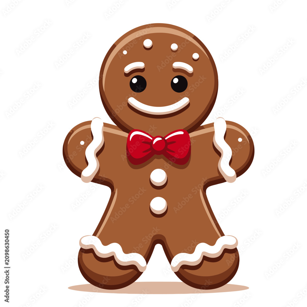 Obraz premium Cute Gingerbread Man Christmas Cookie Cartoon Vector Illustration