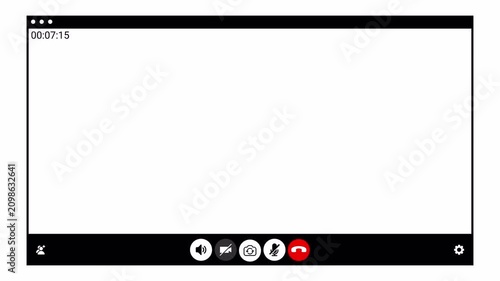 Video Call Overlay Background Effect, Video call screen display template on transparent background, video call chat conferencing animation , conference call recording time animation for Online meeting