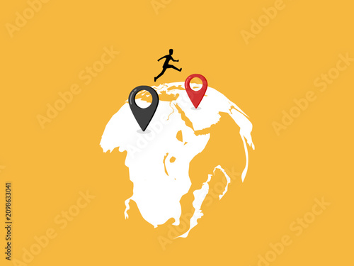 Obraz na płótnie Business leaders are leaping to new positions on the world map