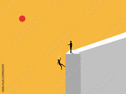 Photos Businessman pushes coworker off a cliff