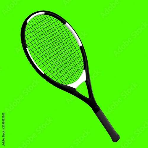 tennis racket, green background, 3d render