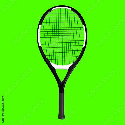 tennis racket, green background, 3d render