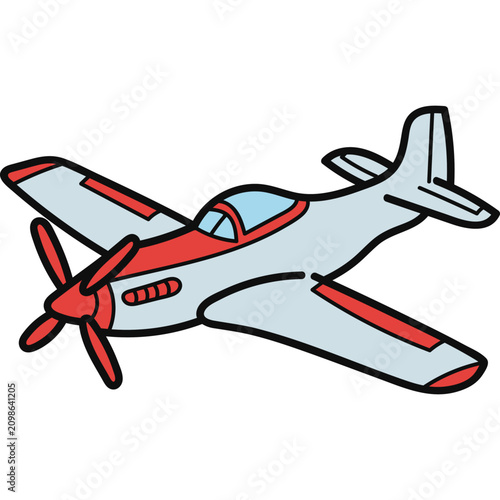 Tableau sur toile Cute Cartoon Propeller Airplane