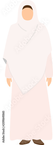Foto Minimalist Vector Illustration of a Woman in White Hijab and Long Dress