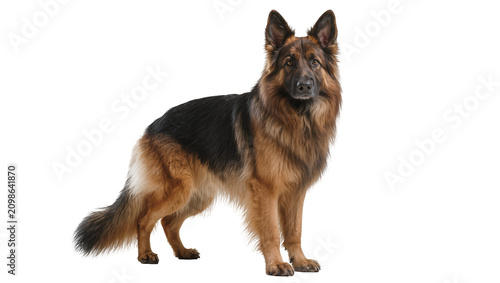 Tableau sur toile Majestic German Shepherd dog standing alert, isolated on transparent background