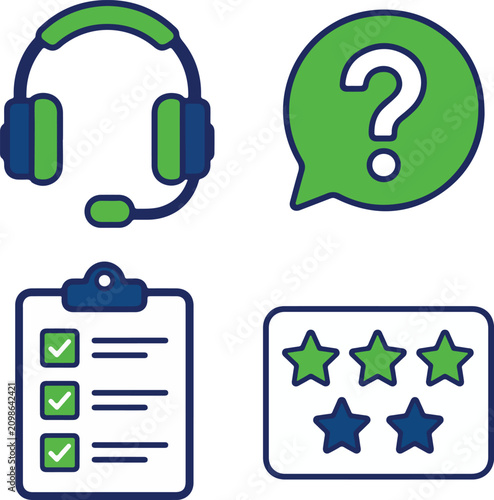 Customer Feedback and Support Services Icon Pack Flat Vector