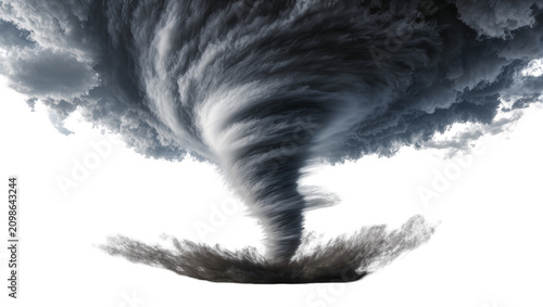 фотографія Dark swirling tornado funnel cloud with debris, isolated on transparent backgrou