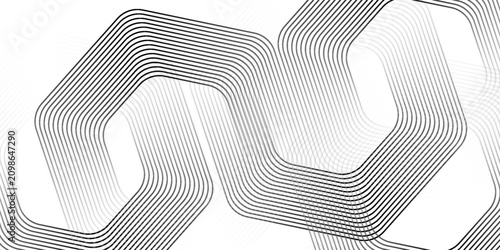 Schilderij op canvas Abstract background of white hexagons overlapping layers on bright space with line effect decoration
