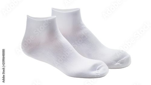 Obraz na płótnie Pair of white ankle socks with ribbed texture, isolated on transparent backgroun