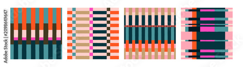 Striped geometric patterns set. Seamless weave design. Abstract woven geometr...