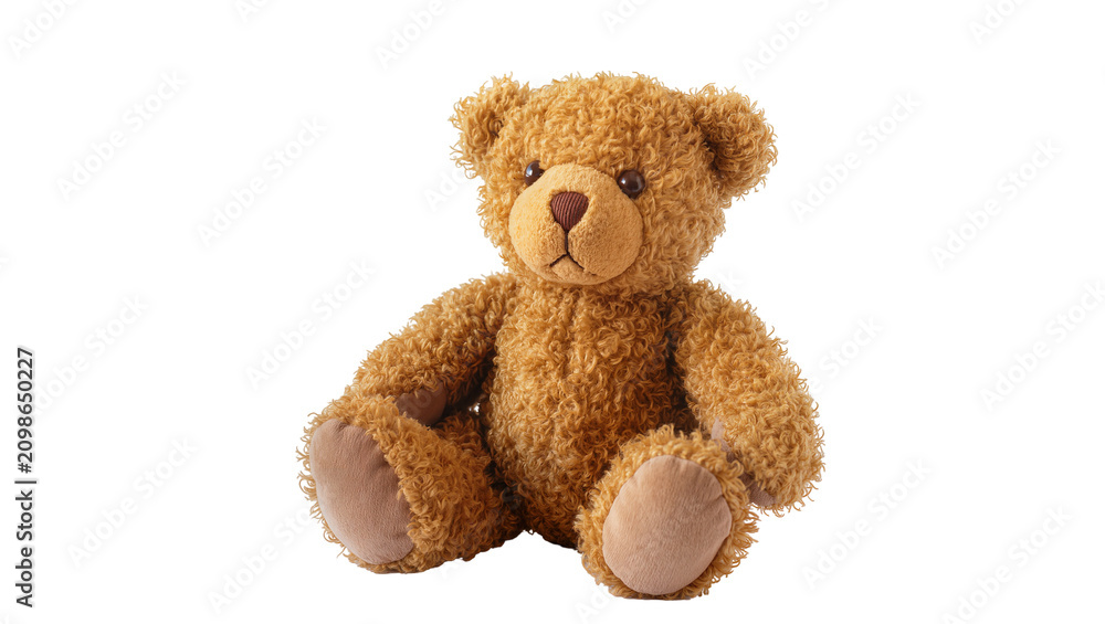 Fototapeta premium Fluffy brown teddy bear toy, isolated on transparent background