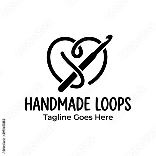 Creative craft emblem for knitting, crochet, and handmade goods businesses showcasing love for the craft.