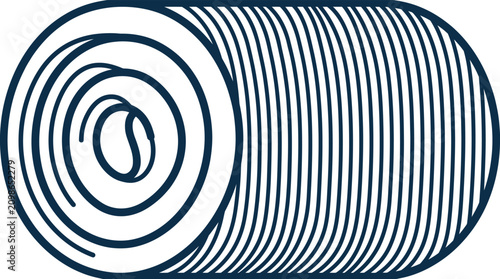Schilderij op canvas Minimalist outline icon of a rolled fabric bolt.