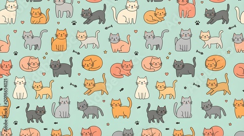seamless pattern with cats