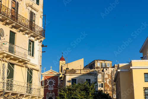 Typical architectural styles in Corfu Old Town, Greece