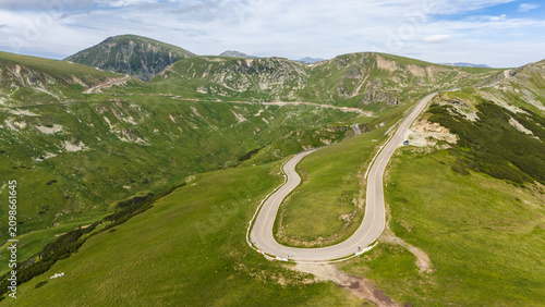 Summer Drone Landscape of Transalpina Mountain Pass
