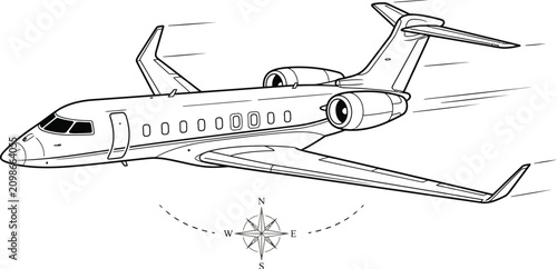 vector illustration of a private jet