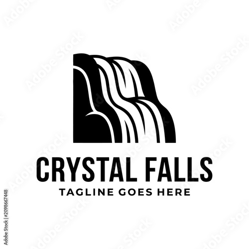 Strong geometric falls icon representing travel adventures and powerful water flow in nature.