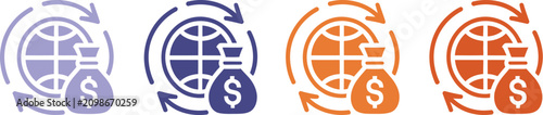 Konstfotografi Circular economy icon set, multiple style sustainability symbols for recycling, renewable resources, environmental conservation and responsible business practices